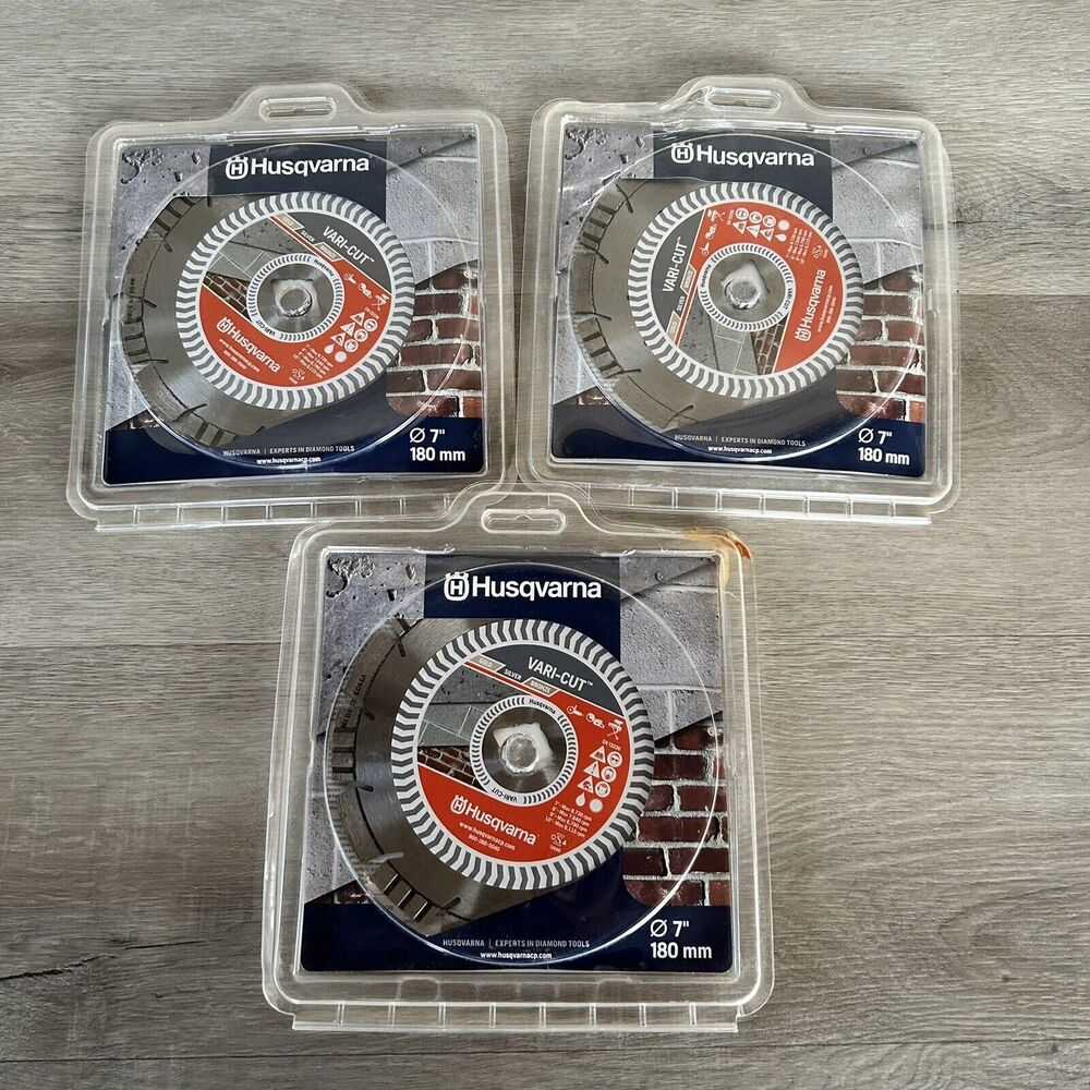 LOT of 3 - HUSQVARNA EN 13236 7" 180 mm Vari-Cut 53DT48 Diamond Saw Blade